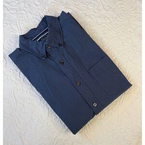 Charles Tyrwhitt Slim Fit Blue/Blk Gingham Button Down Shirt Men Size L Non Iron